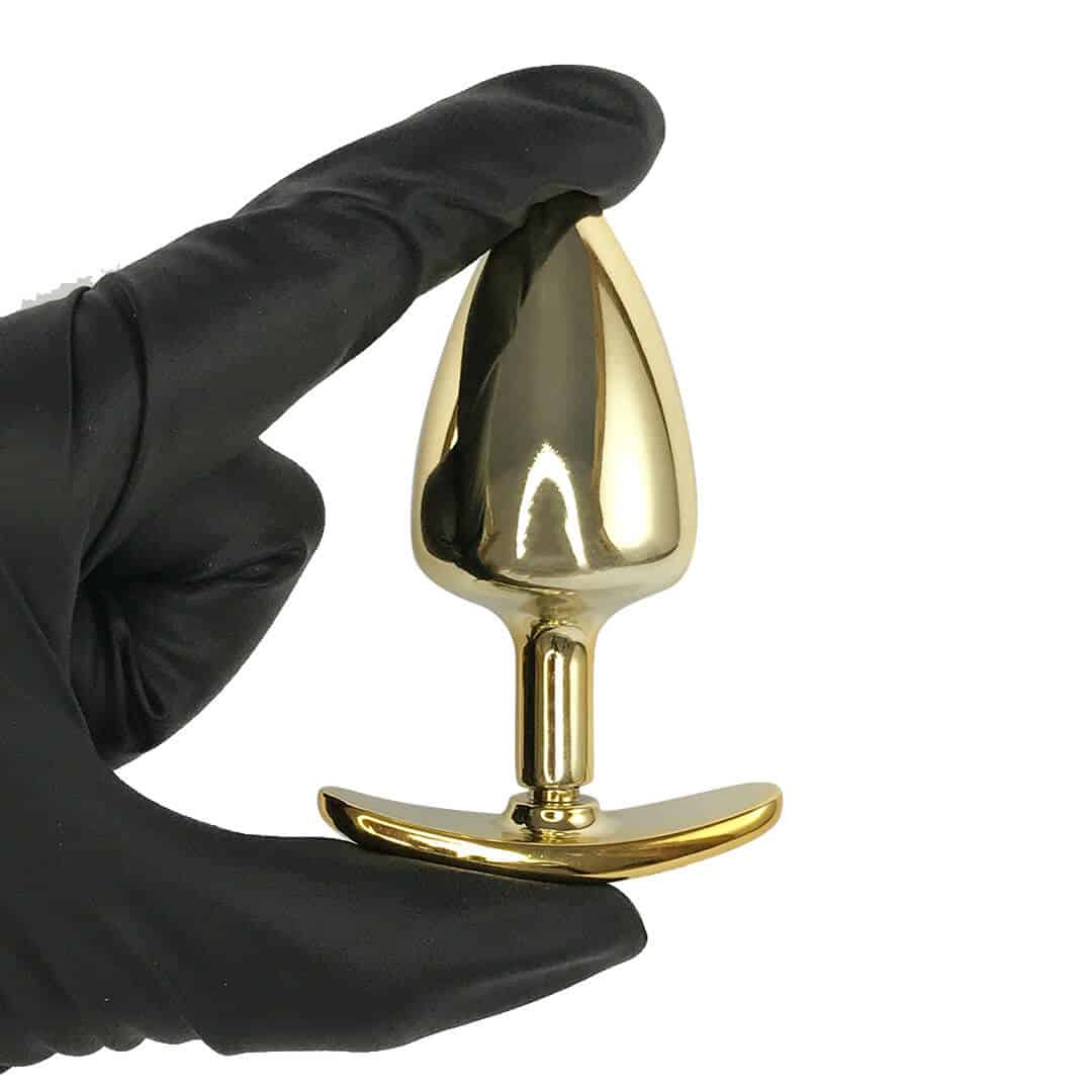 Plug Anal M 7,5cm x 3,5cm Anatômico Dourado com Pedra - Feito em Metal HA140D - Imagem 7