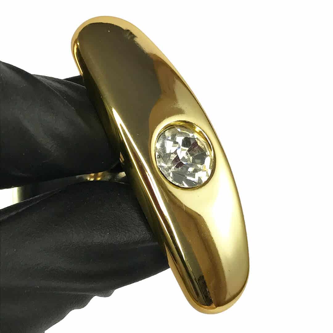 Plug Anal M 7,5cm x 3,5cm Anatômico Dourado com Pedra - Feito em Metal HA140D - Imagem 6
