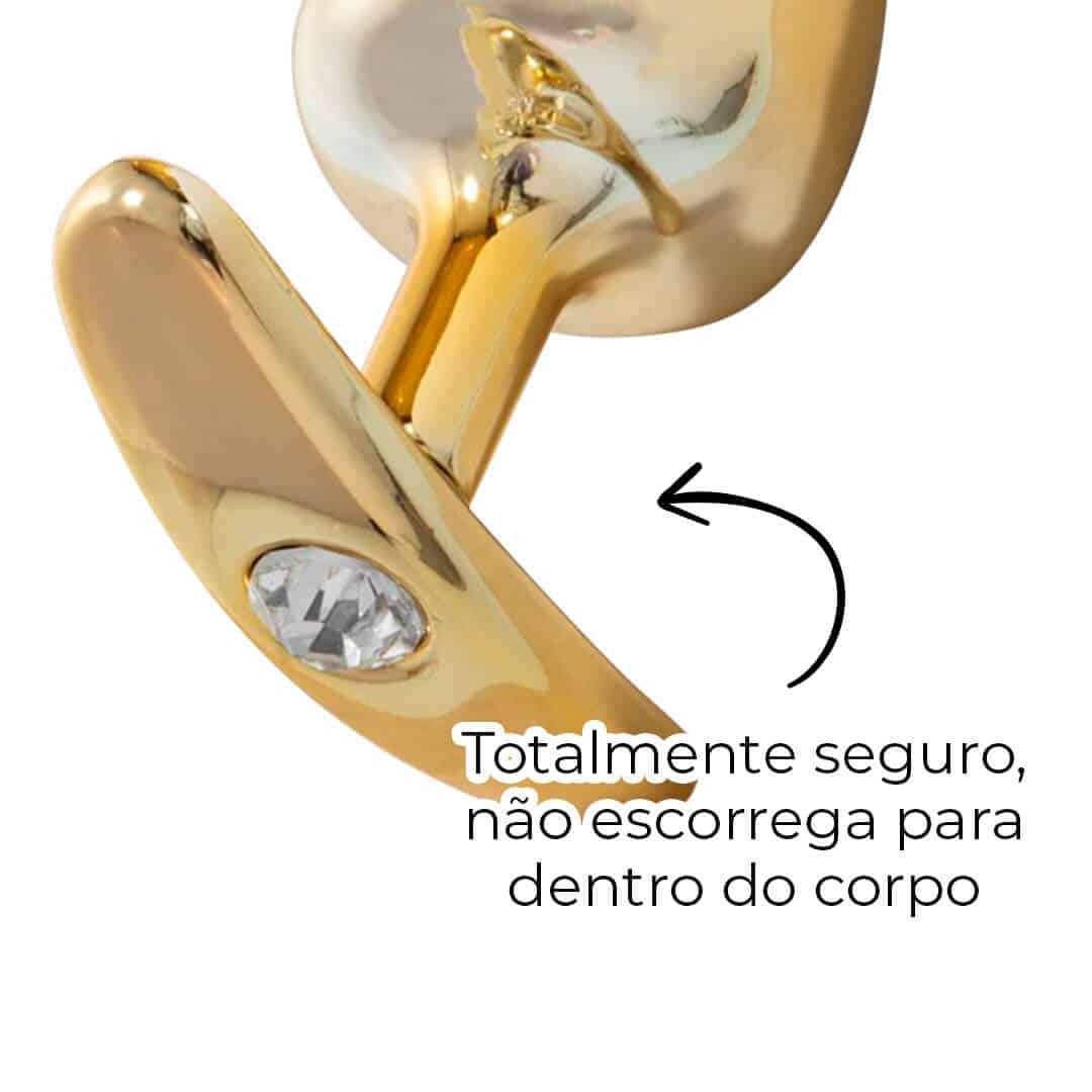 Plug Anal M 7,5cm x 3,5cm Anatômico Dourado com Pedra - Feito em Metal HA140D - Imagem 10
