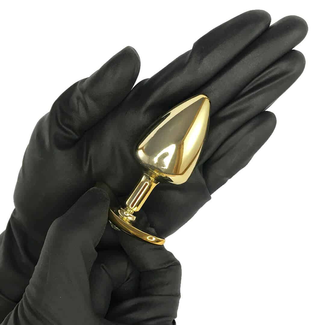 Plug Anal M 7,5cm x 3,5cm Anatômico Dourado com Pedra - Feito em Metal HA140D - Imagem 4