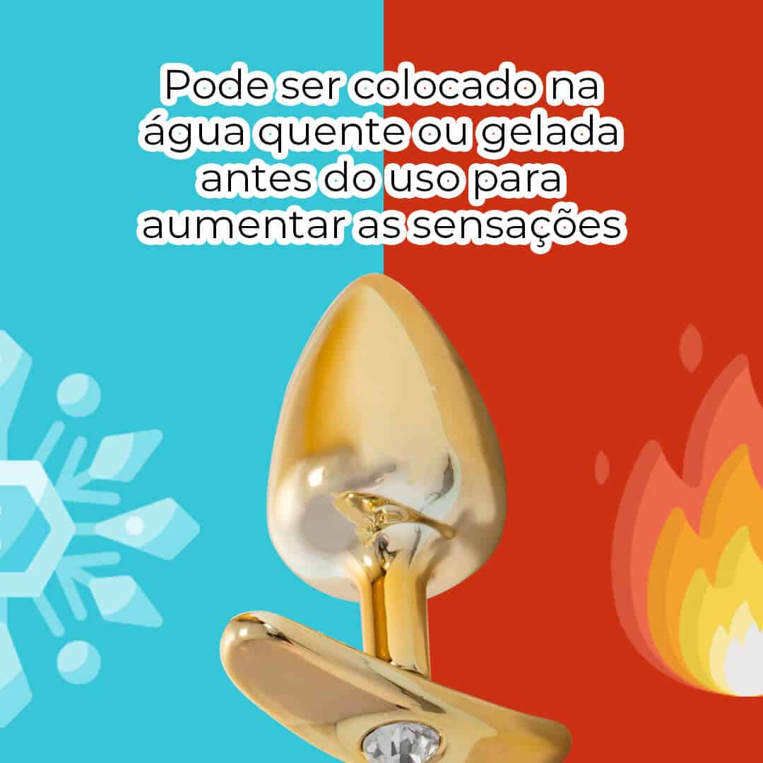 Plug Anal M 7,5cm x 3,5cm Anatômico Dourado com Pedra - Feito em Metal HA140D - Imagem 13