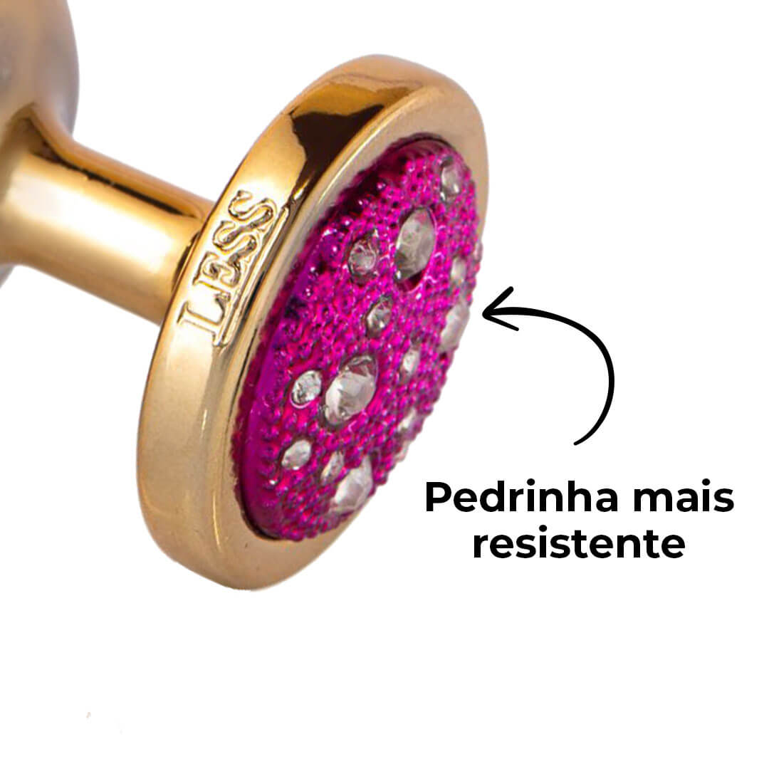 Plug Anal M 7,5cm x 3,5cm Leve sem Metal Dourado com Pedra Cravejada Rosa - Feito em ABS HA144DR - Imagem 14