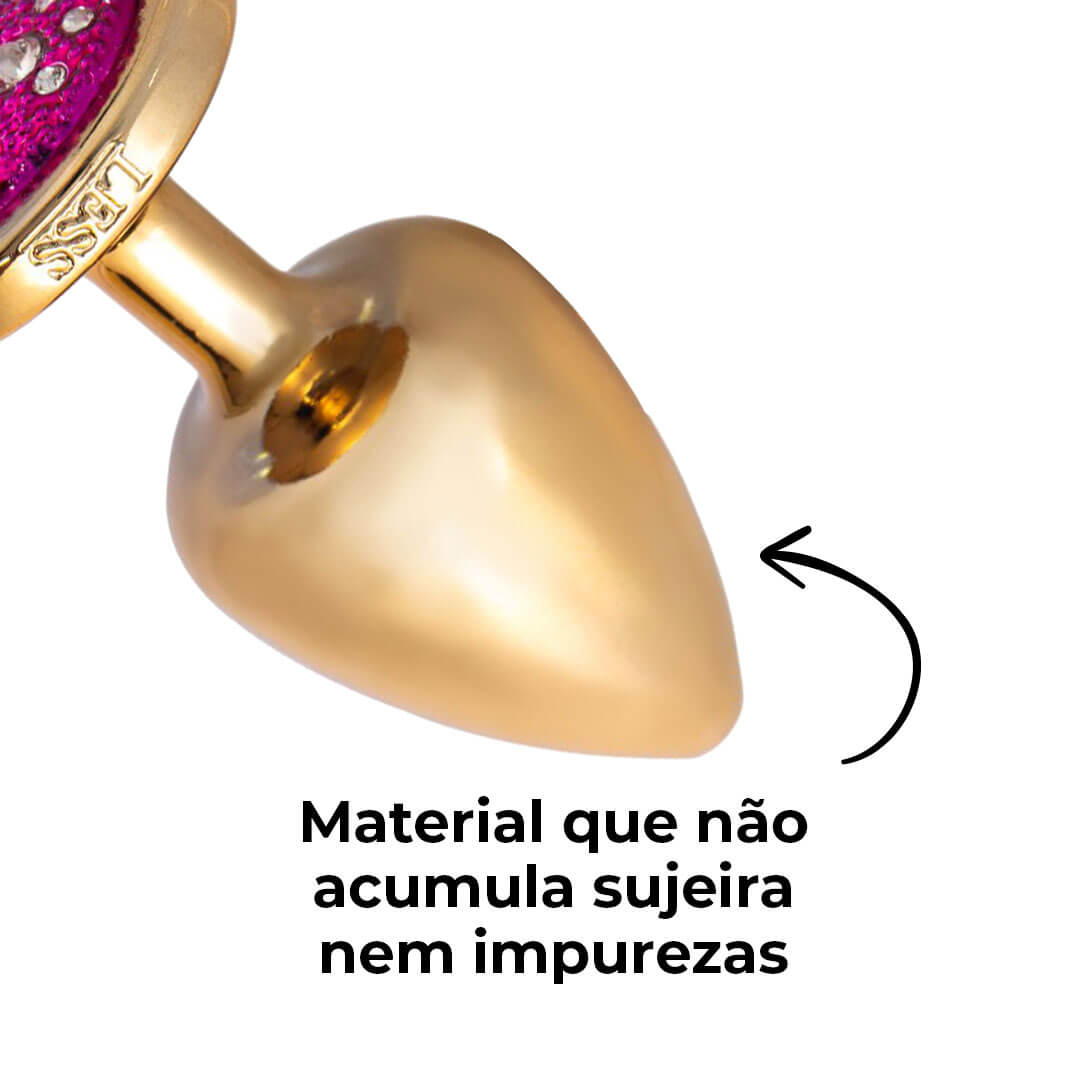 Plug Anal M 7,5cm x 3,5cm Leve sem Metal Dourado com Pedra Cravejada Rosa - Feito em ABS HA144DR - Imagem 12