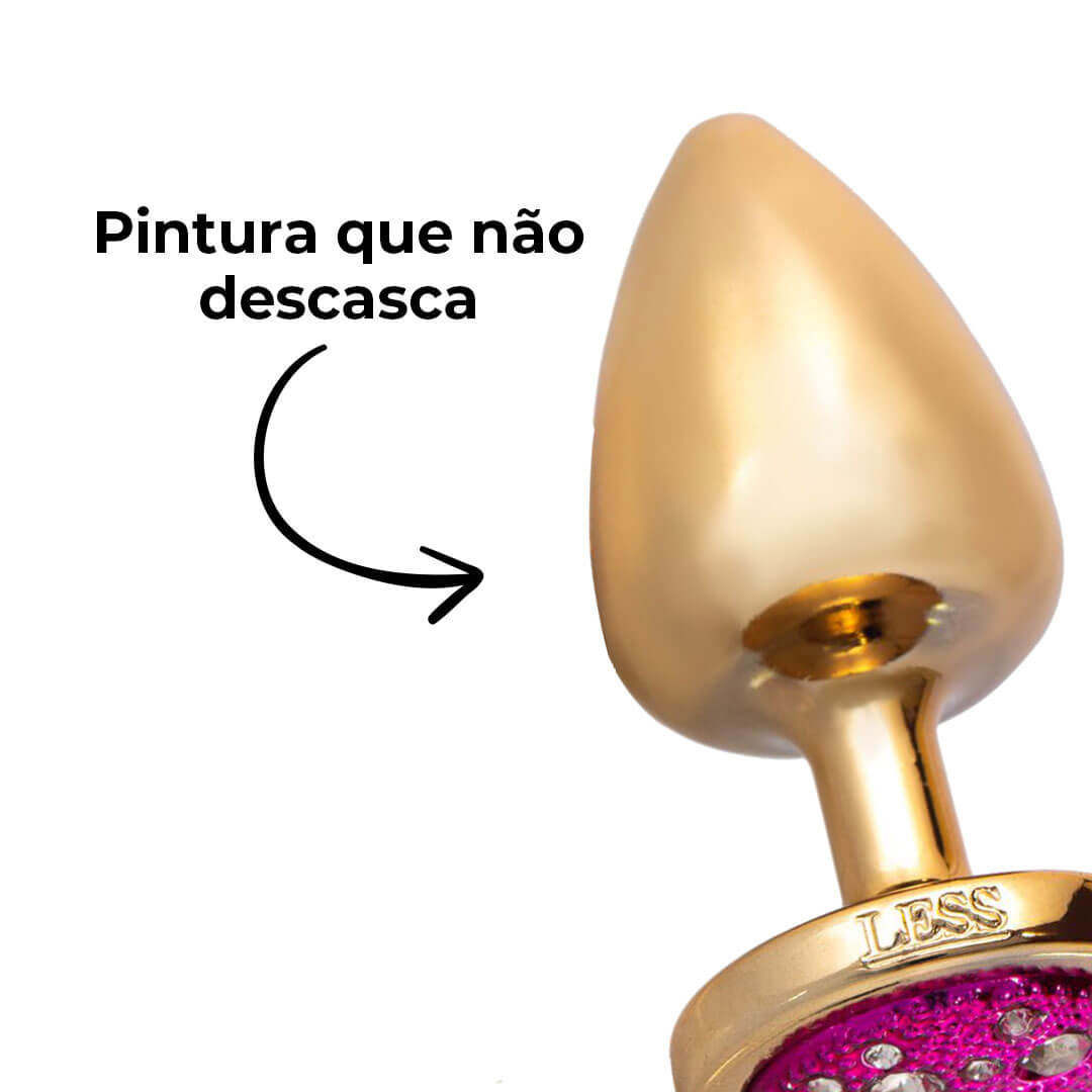 Plug Anal M 7,5cm x 3,5cm Leve sem Metal Dourado com Pedra Cravejada Rosa - Feito em ABS HA144DR - Imagem 13