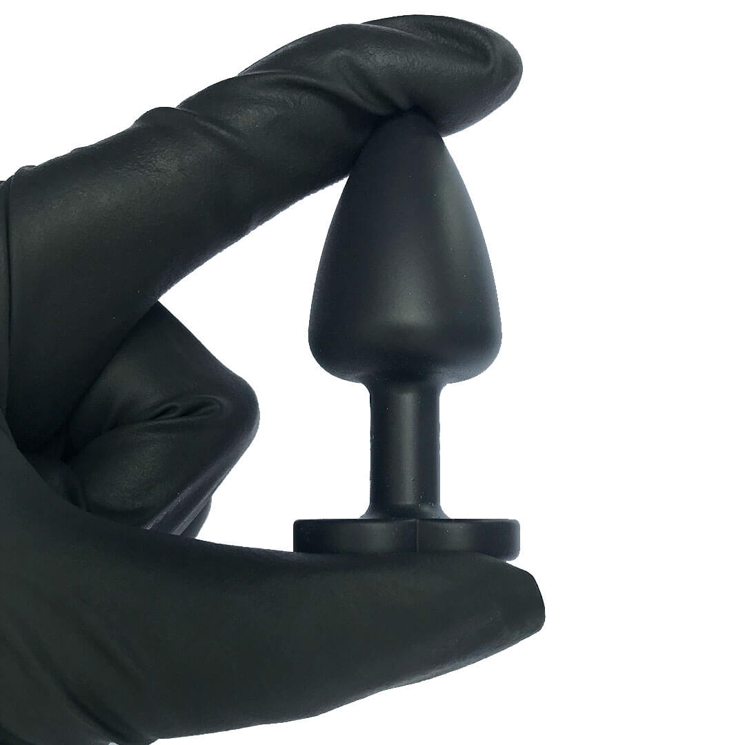 Plug Anal P 6,5cm x 2,5cm Leve sem Metal Preto com Pedra de Coração Lilás Toque Aveludado - Feito em ABS L604 - Imagem 7