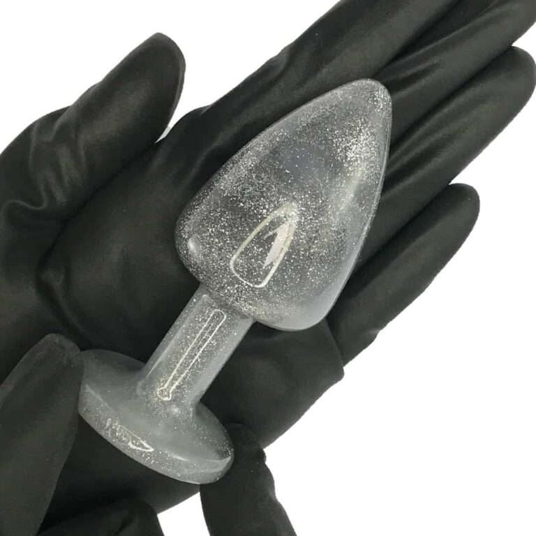 Plug Anal G 9cm x 4cm Prata Com Glitter - Feito em ABS HA167C - Imagem 5
