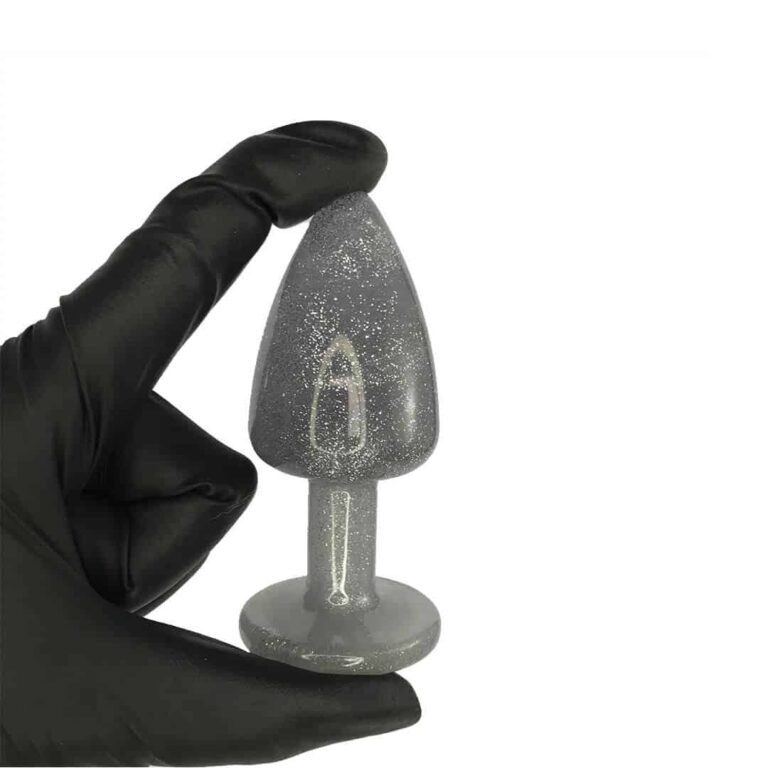 Plug Anal G 9cm x 4cm Prata Com Glitter - Feito em ABS HA167C - Imagem 6