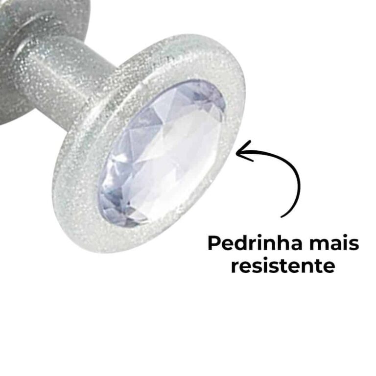 Plug Anal G 9cm x 4cm Prata Com Glitter - Feito em ABS HA167C - Imagem 8