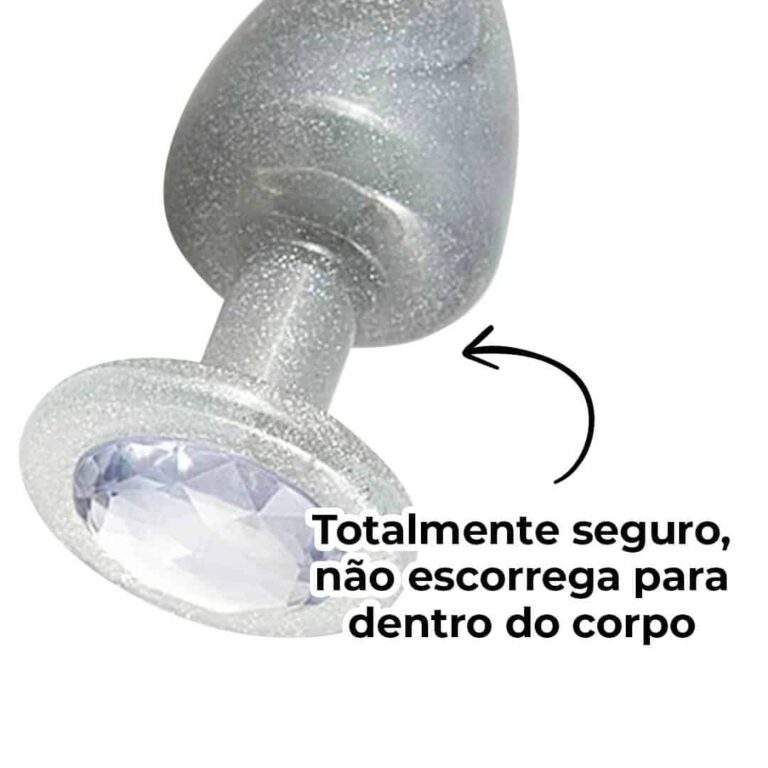 Plug Anal G 9cm x 4cm Prata Com Glitter - Feito em ABS HA167C - Imagem 10