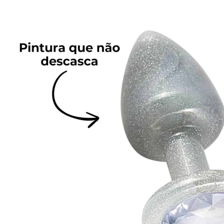 Plug Anal G 9cm x 4cm Prata Com Glitter - Feito em ABS HA167C - Imagem 13