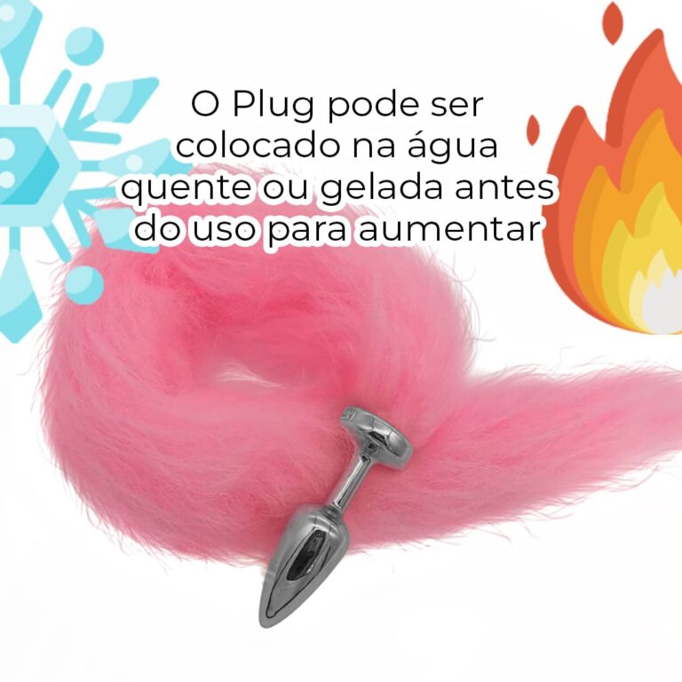 Plug Anal P 6,5cm x 2,5cm Leve sem Metal Prata Rabo Rosa - Feito em ABS HA168CR - Imagem 4