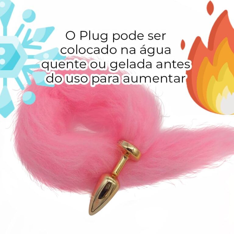 Plug Anal P 6,5cm x 2,5cm Leve sem Metal Dourado Rabo Rosa - Feito em ABS HA168DR - Imagem 5