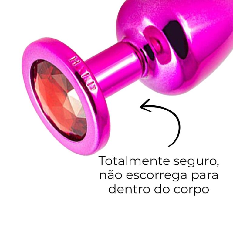 Plug Anal G 9cm x 4cm Rosa e Pedra com Cor Surpresa - Feito em Metal - Imagem 12