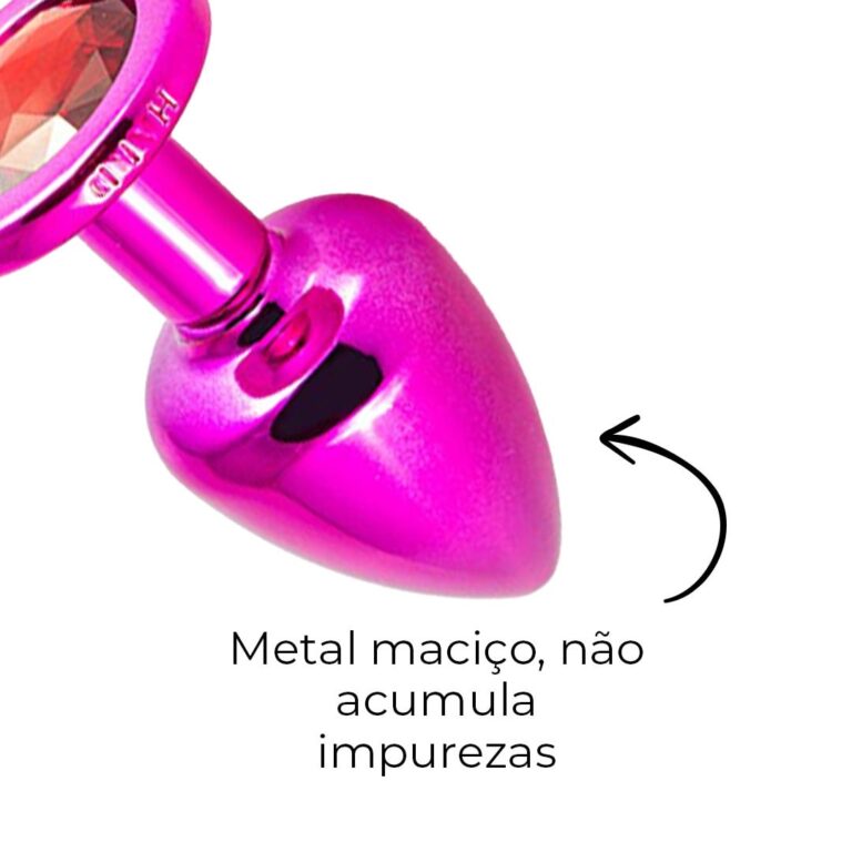 Plug Anal G 9cm x 4cm Rosa e Pedra com Cor Surpresa - Feito em Metal - Imagem 13