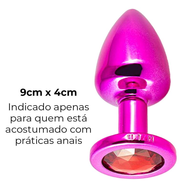 Plug Anal G 9cm x 4cm Rosa e Pedra com Cor Surpresa - Feito em Metal - Imagem 15