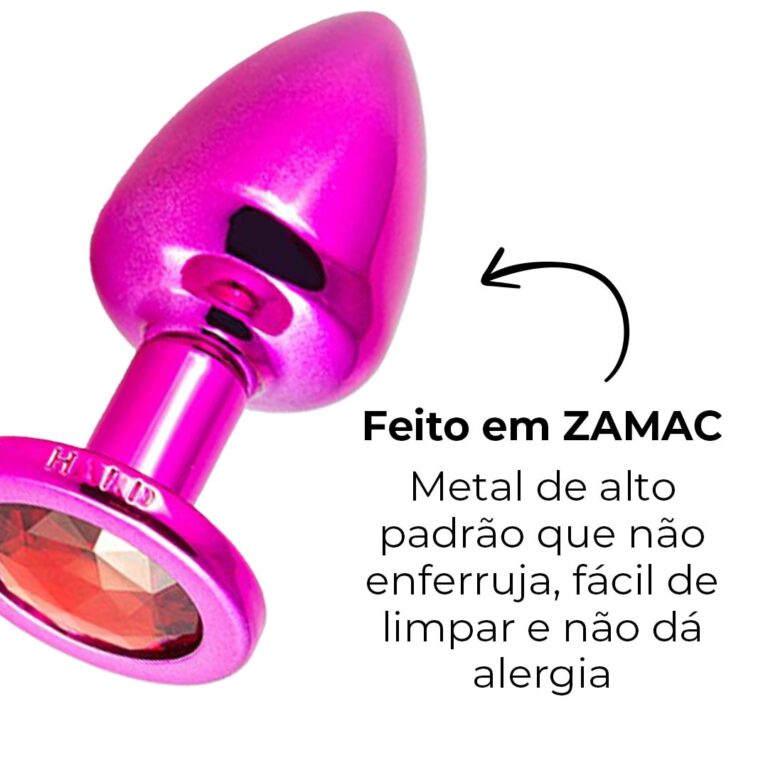 Plug Anal G 9cm x 4cm Rosa e Pedra com Cor Surpresa - Feito em Metal - Imagem 9