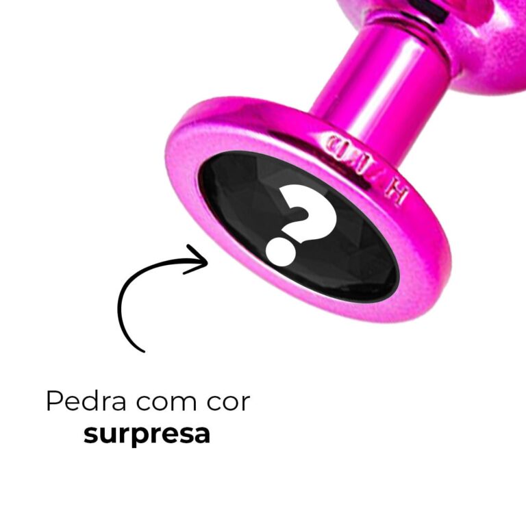 Plug Anal G 9cm x 4cm Rosa e Pedra com Cor Surpresa - Feito em Metal - Imagem 8