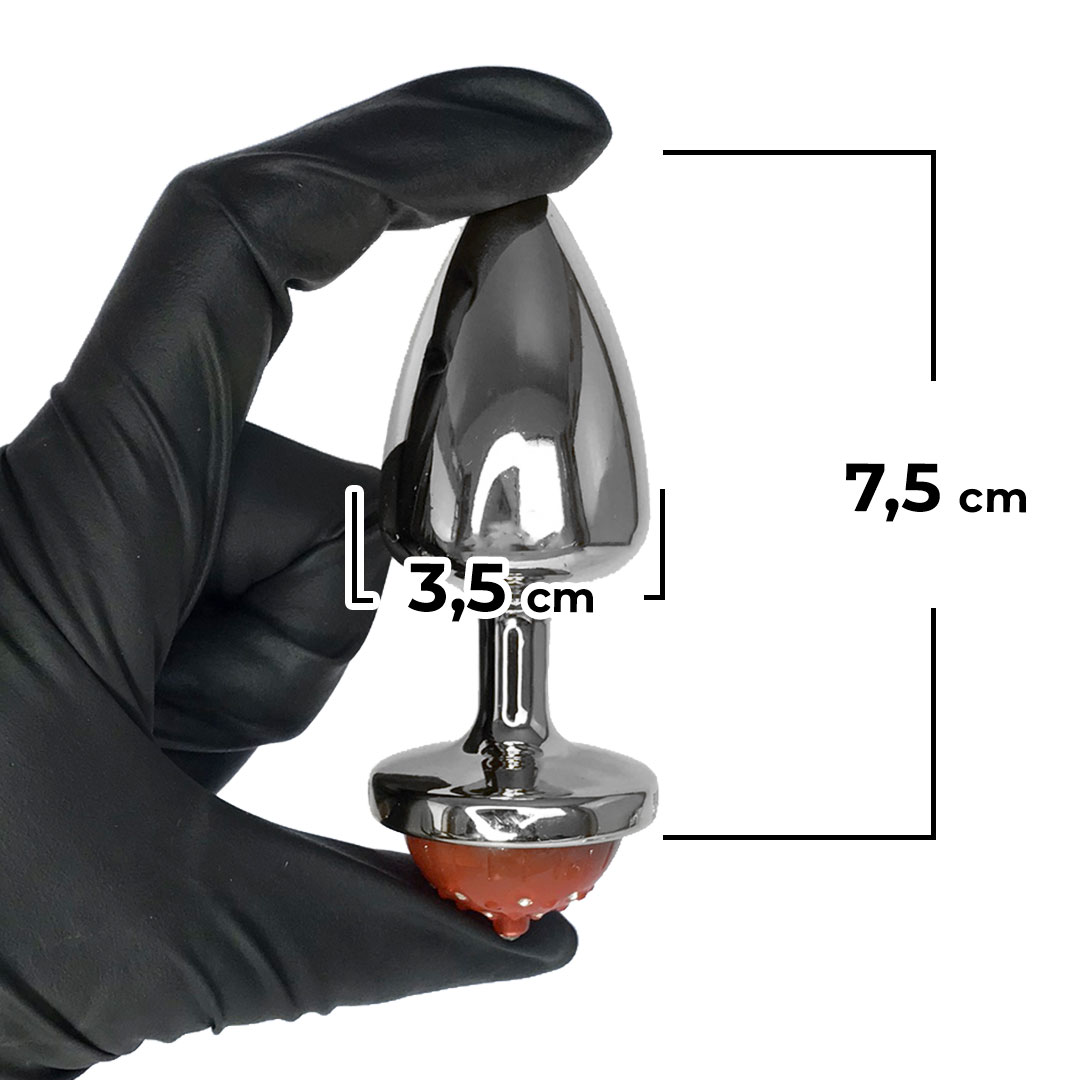Plug Anal M 7,5cm x 3,5cm com Luz de Led (Piscante) Cromado – Feito em ABS - Imagem 3