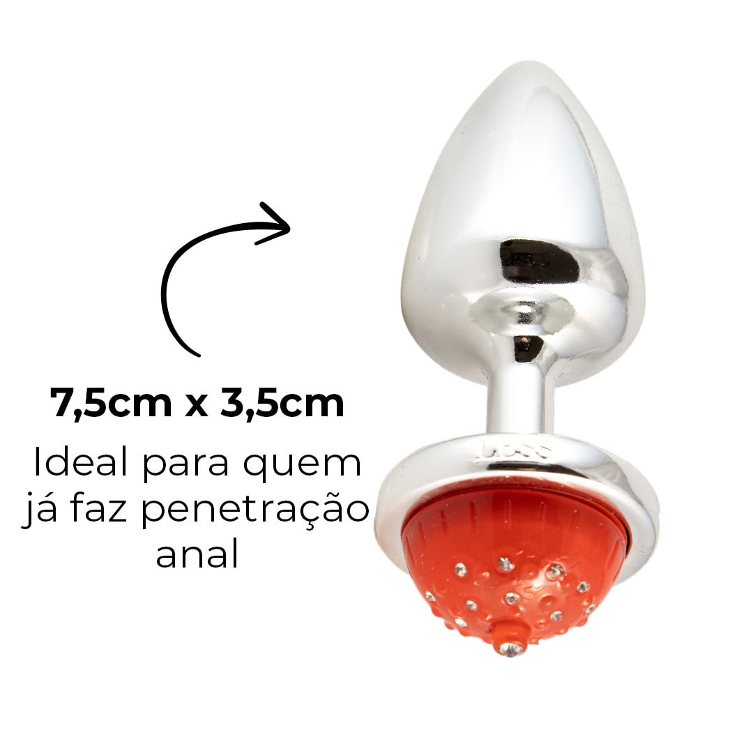 Plug Anal M 7,5cm x 3,5cm com Luz de Led (Piscante) Cromado – Feito em ABS - Imagem 9