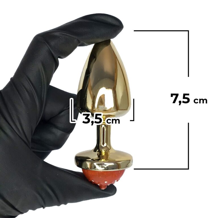 Plug Anal M 7,5cm x 3,5cm com Luz de Led (Piscante) Dourado – Feito em ABS - Imagem 3