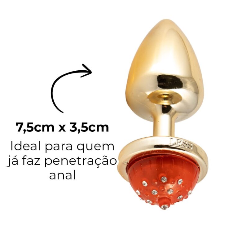 Plug Anal M 7,5cm x 3,5cm com Luz de Led (Piscante) Dourado – Feito em ABS - Imagem 12