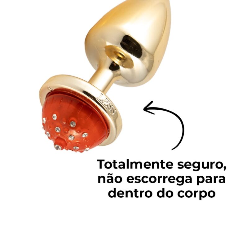 Plug Anal M 7,5cm x 3,5cm com Luz de Led (Piscante) Dourado – Feito em ABS - Imagem 11
