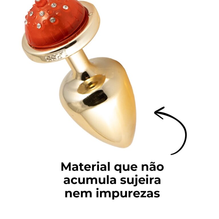 Plug Anal M 7,5cm x 3,5cm com Luz de Led (Piscante) Dourado – Feito em ABS - Imagem 10
