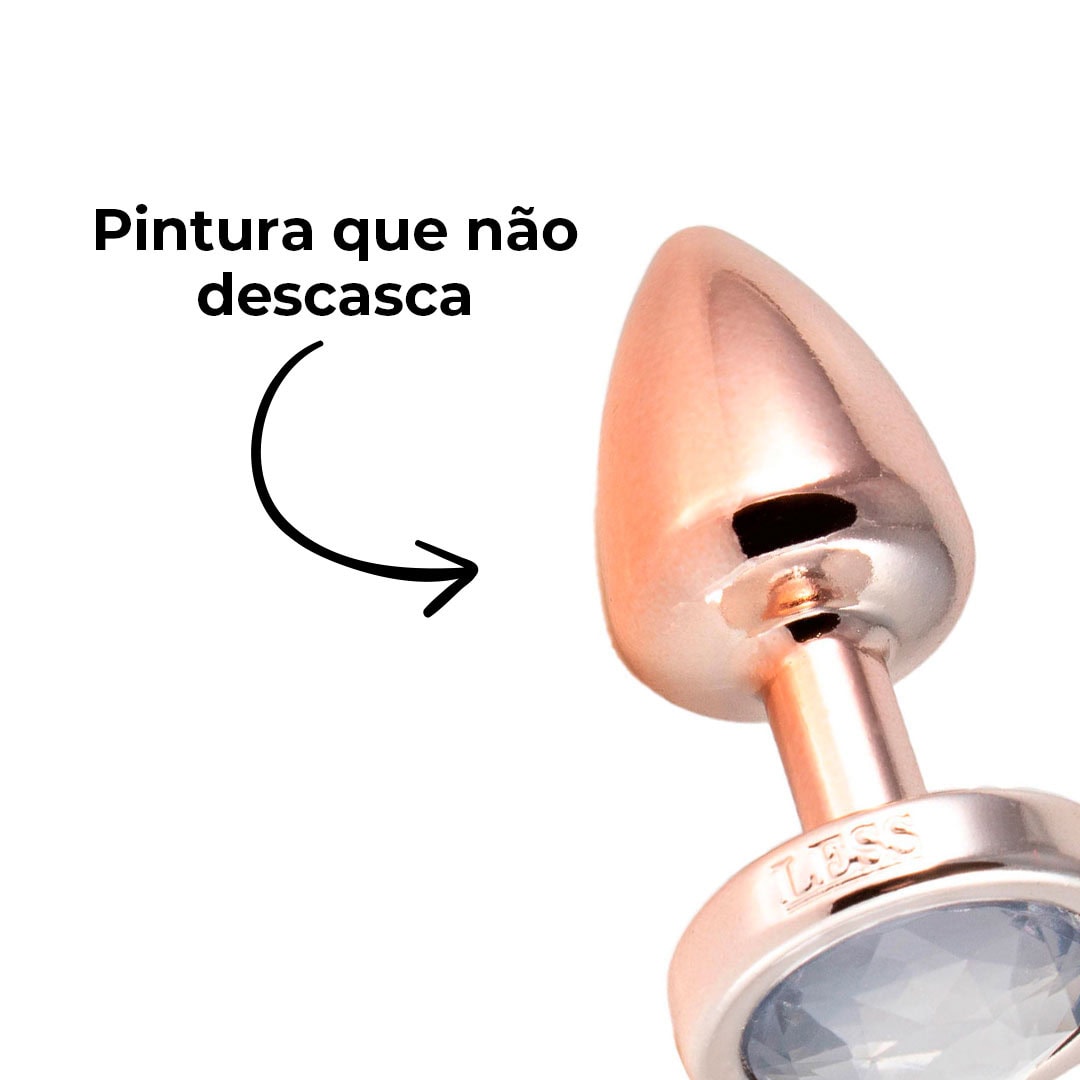 Plug Anal P Leve sem Metal 6,5cm x 2,5cm Rosé e Pedra com Cor Surpresa - Feito em ABS - Imagem 14