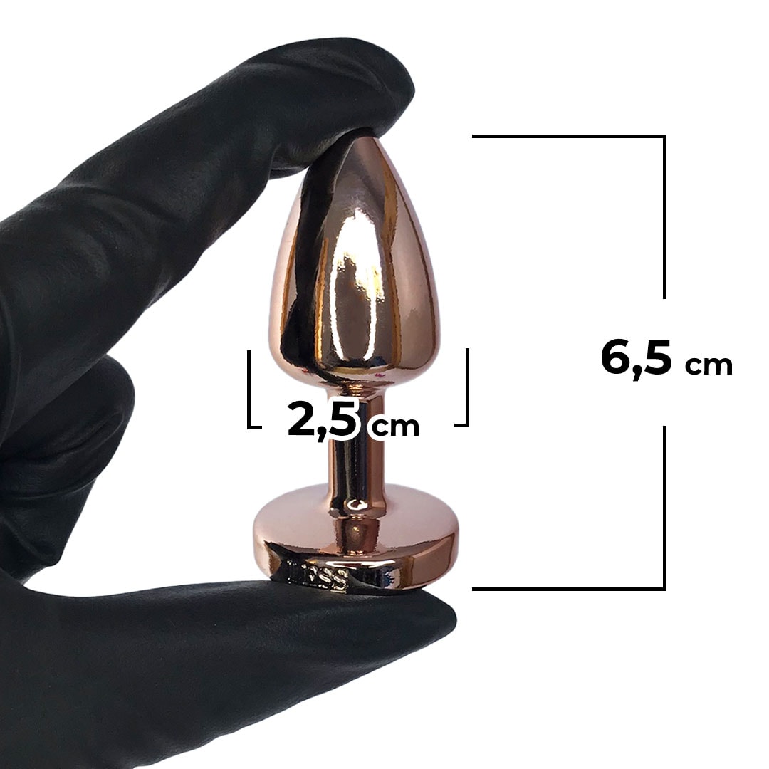 Plug Anal P Leve sem Metal 6,5cm x 2,5cm Rosé e Pedra com Cor Surpresa - Feito em ABS - Imagem 3