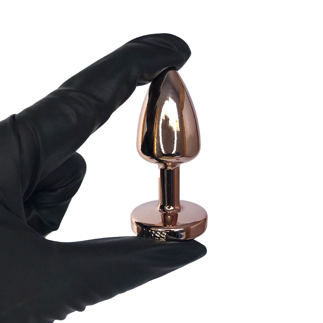 Plug Anal P Leve sem Metal 6,5cm x 2,5cm Rosé e Pedra com Cor Surpresa - Feito em ABS - Imagem 5