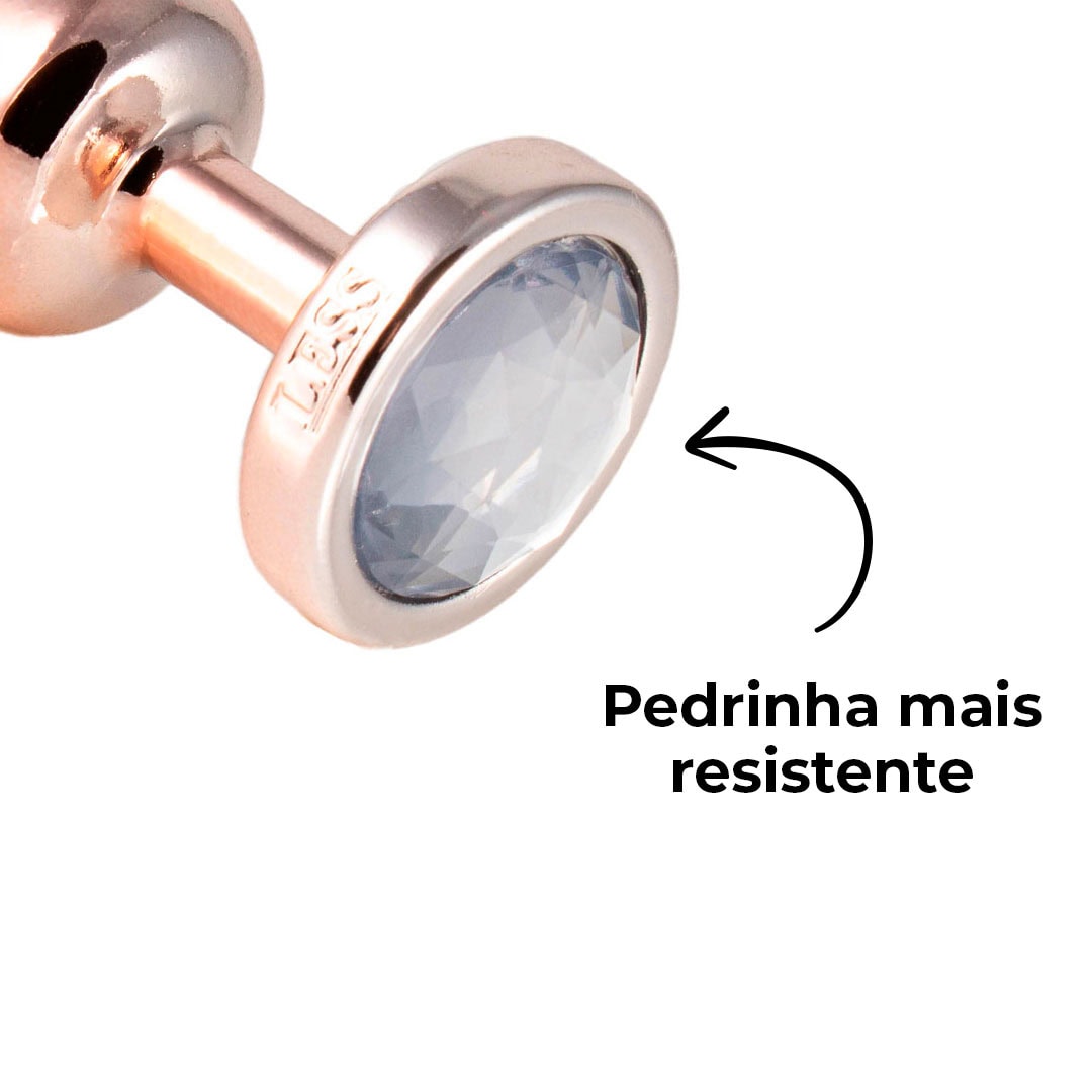 Plug Anal P Leve sem Metal 6,5cm x 2,5cm Rosé e Pedra com Cor Surpresa - Feito em ABS - Imagem 8