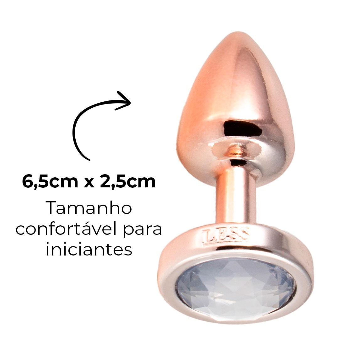 Plug Anal P Leve sem Metal 6,5cm x 2,5cm Rosé e Pedra com Cor Surpresa - Feito em ABS - Imagem 9
