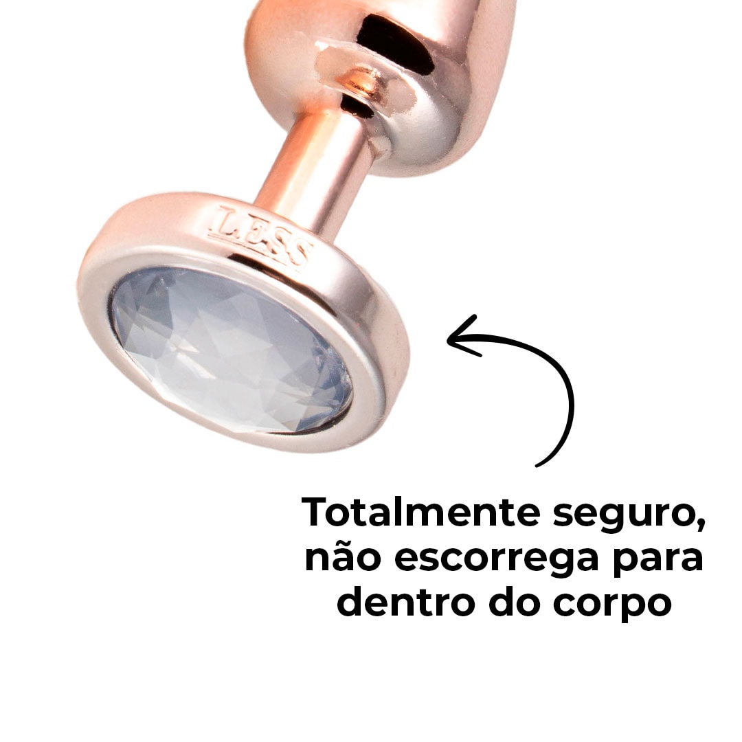 Plug Anal P Leve sem Metal 6,5cm x 2,5cm Rosé e Pedra com Cor Surpresa - Feito em ABS - Imagem 10