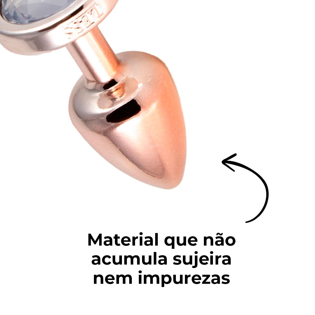 Plug Anal P Leve sem Metal 6,5cm x 2,5cm Rosé e Pedra com Cor Surpresa - Feito em ABS - Imagem 11