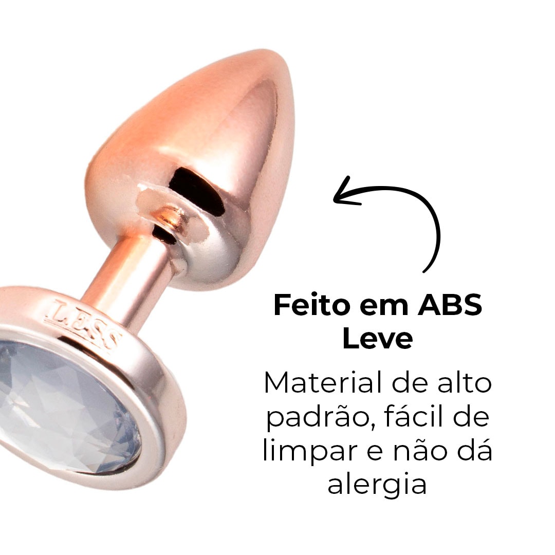 Plug Anal P Leve sem Metal 6,5cm x 2,5cm Rosé e Pedra com Cor Surpresa - Feito em ABS - Imagem 12