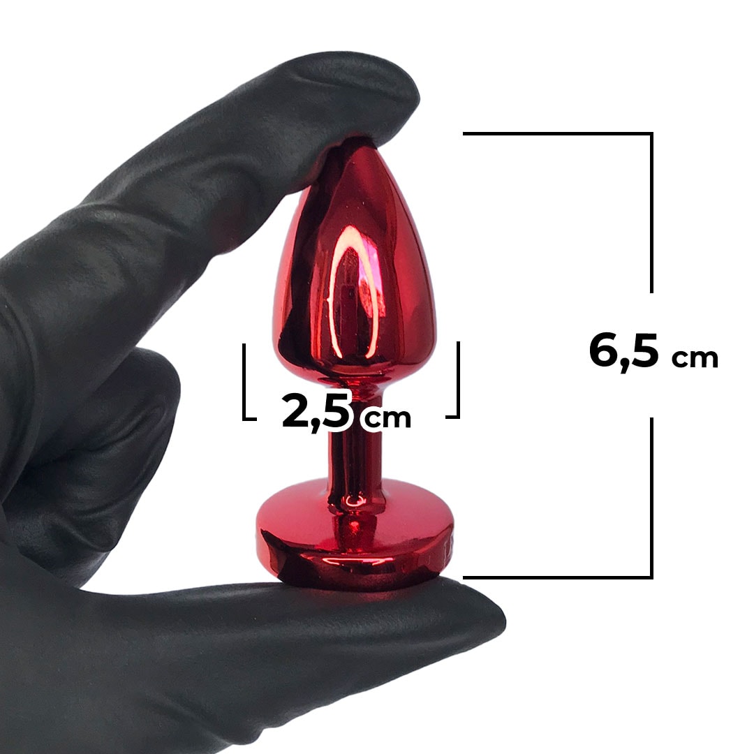 Kit Plug Anal 3 Tamanhos P, M e G Vermelho e Pedra com Cor Surpresa - Feito em ABS - Imagem 5