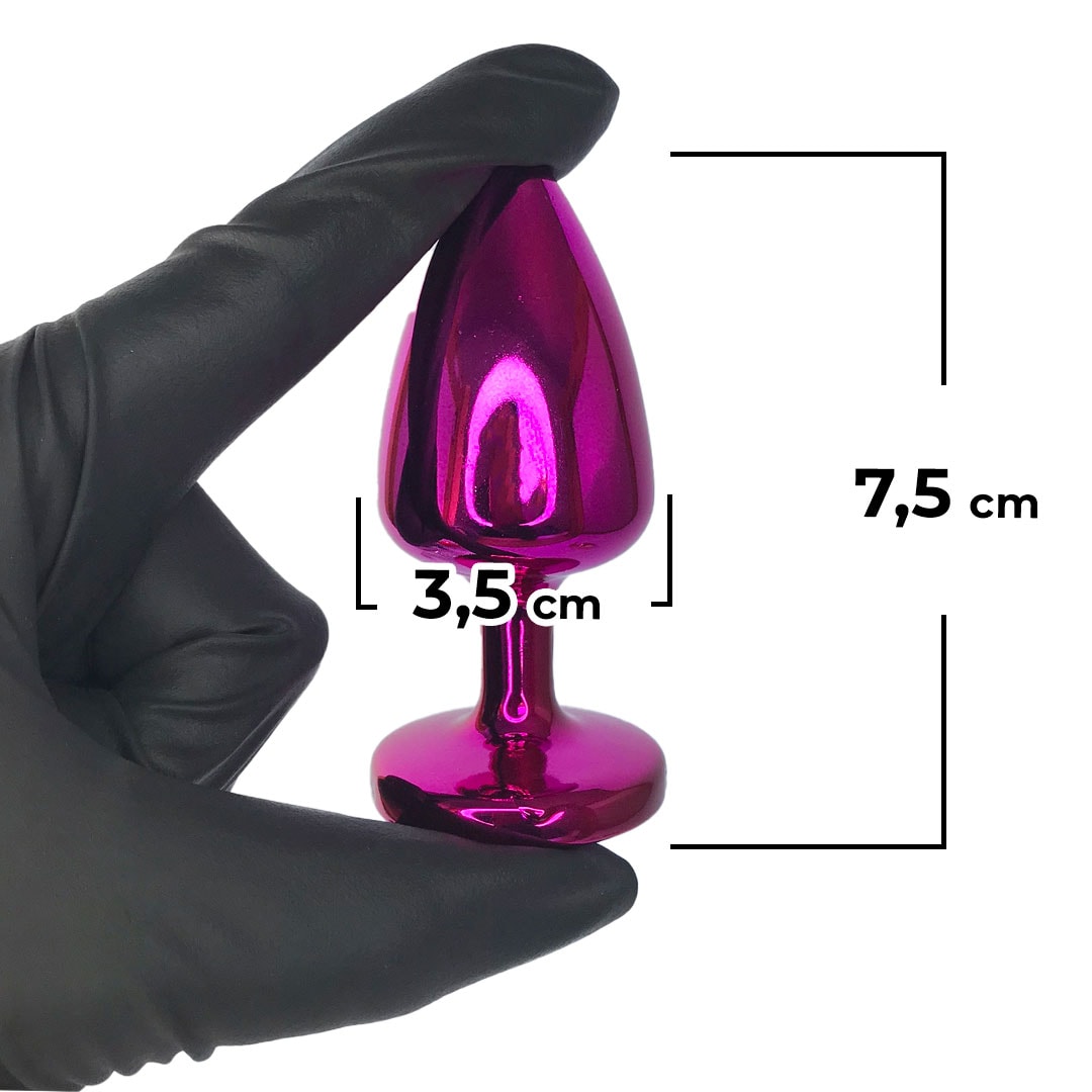 Kit Plug Anal 3 Tamanhos P, M e G Rosa e Pedra com Cor Surpresa - Feito em ABS - Imagem 7