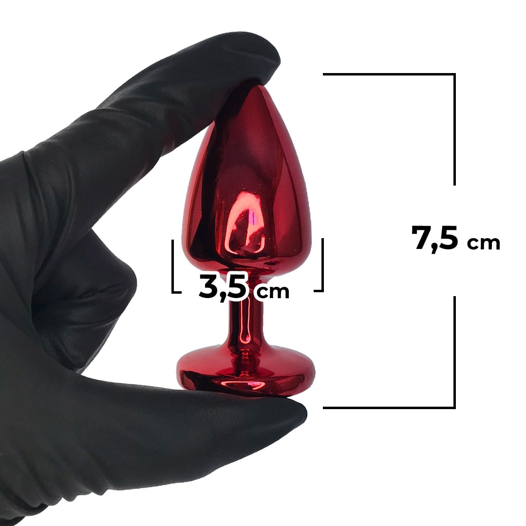 Kit Plug Anal 3 Tamanhos P, M e G Vermelho e Pedra com Cor Surpresa - Feito em ABS - Imagem 7