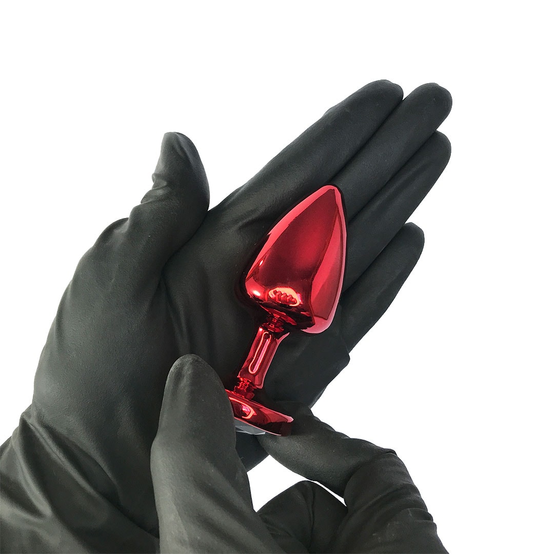 Kit Plug Anal 3 Tamanhos P, M e G Vermelho e Pedra com Cor Surpresa - Feito em ABS - Imagem 8