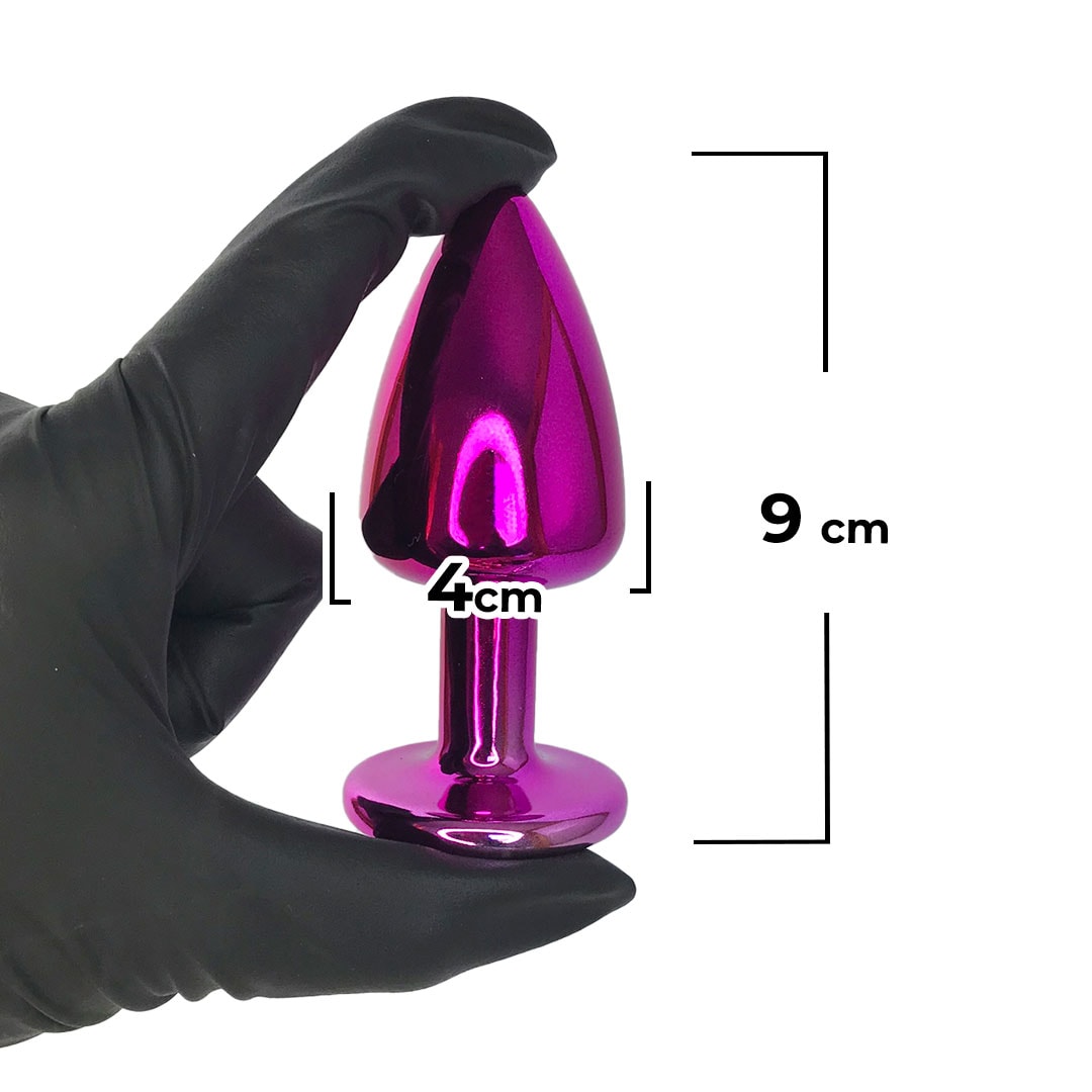 Kit Plug Anal 3 Tamanhos P, M e G Rosa e Pedra com Cor Surpresa - Feito em ABS - Imagem 9