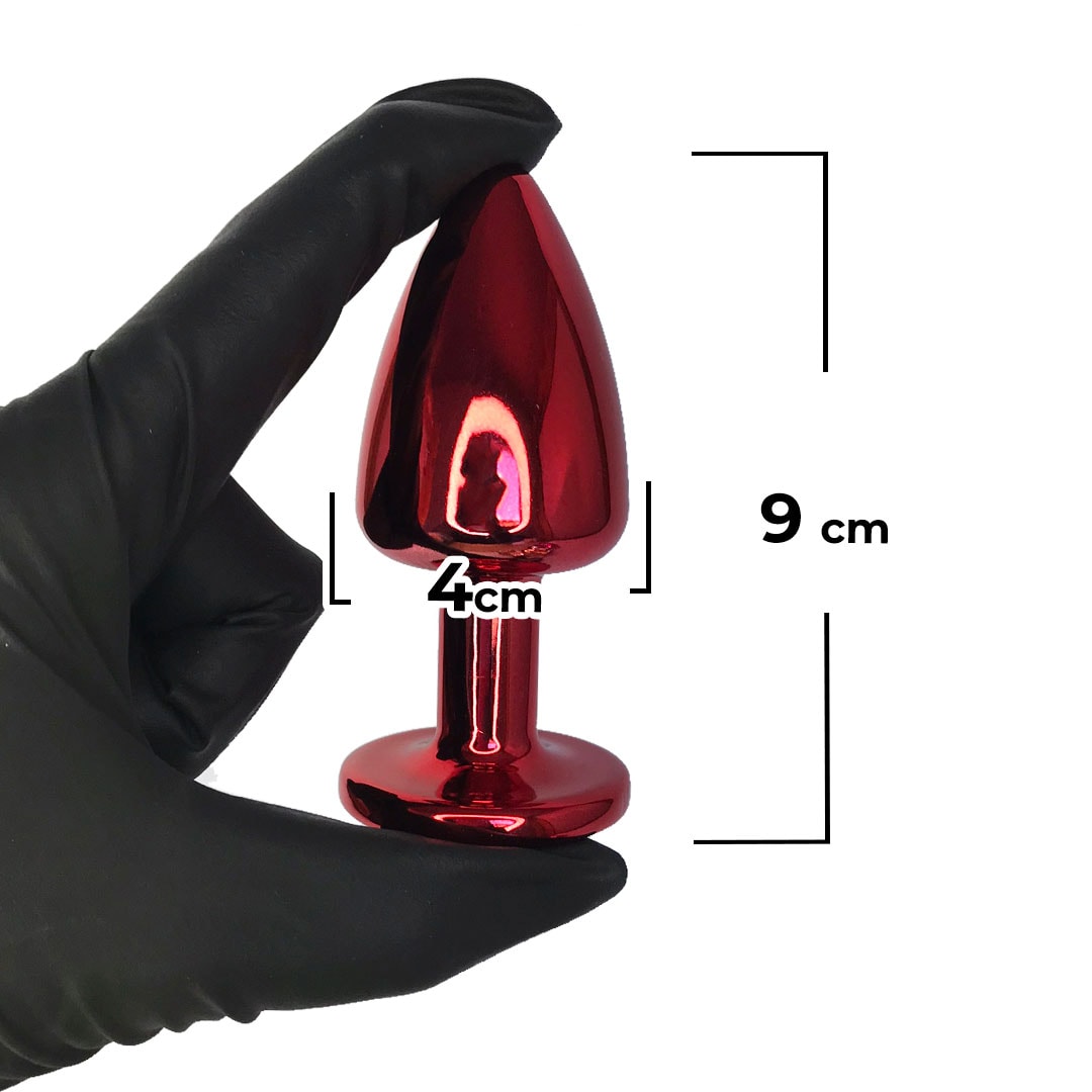 Kit Plug Anal 3 Tamanhos P, M e G Vermelho e Pedra com Cor Surpresa - Feito em ABS - Imagem 9