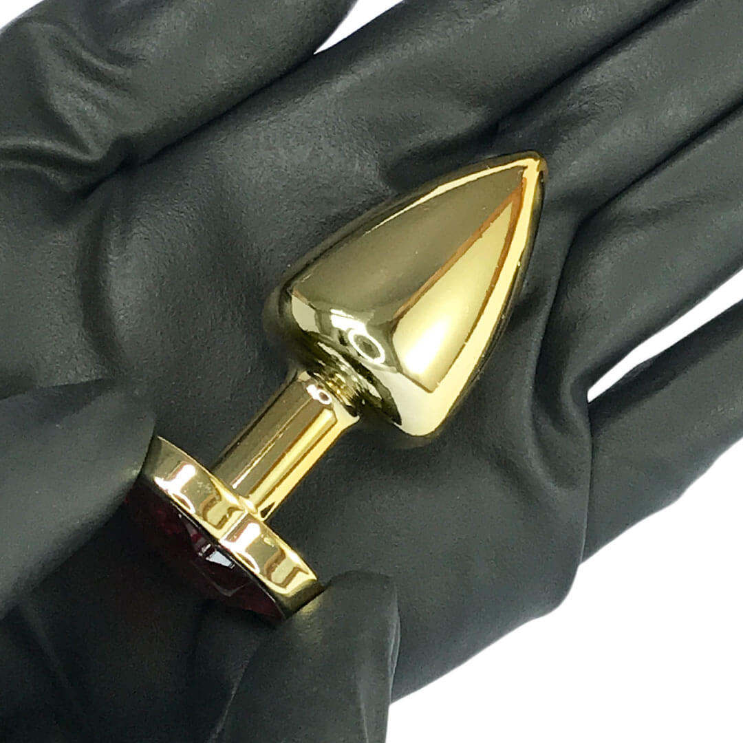 Plug Anal P 6,5cm x 2,5cm Leve sem Metal Dourado com Pedra de Coração Vermelho – Feito em ABS L542 - Imagem 5