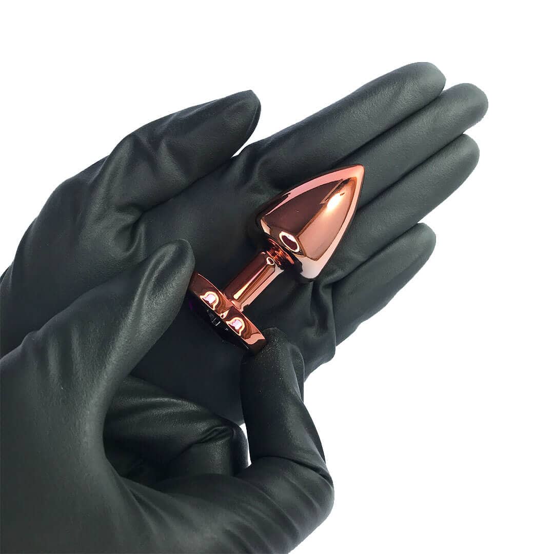 Plug Anal P 6,5cm x 2,5cm Leve sem Metal Rosé com Pedra de Coração Roxa – Feito em ABS L547 - Imagem 4