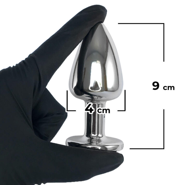 Plug Anal G 9cm x 4cm Leve sem Metal Prata Com Pedra Cravejada Vermelha - Feito em ABS HA155CV - Imagem 3