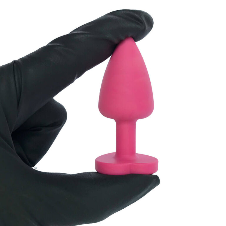 Plug Anal P 6,5cm x 2,5cm Leve sem Metal Rosa com Pedra de Coração Lilás Toque Aveludado - Feito em ABS L600 - Imagem 7