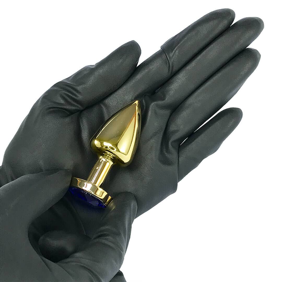 Plug Anal P 6,5cm x 2,5cm Leve sem Metal Dourado com Pedra de Coração Azul – Feito em ABS L545 - Imagem 4