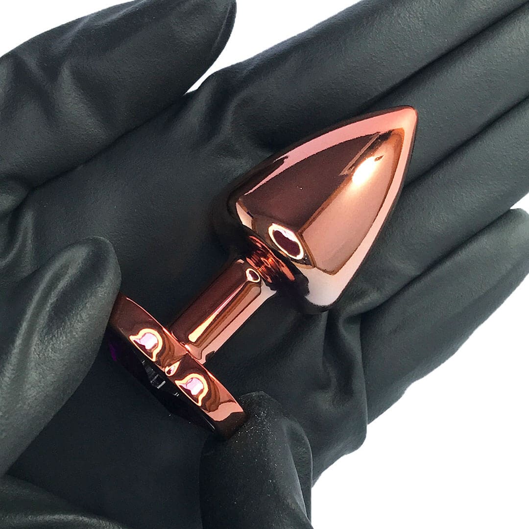 Plug Anal P 6,5cm x 2,5cm Leve sem Metal Rosé com Pedra de Coração Roxa – Feito em ABS L547 - Imagem 5