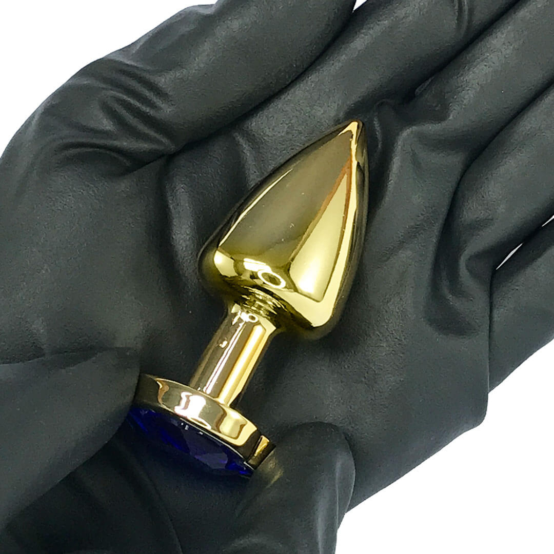 Plug Anal P 6,5cm x 2,5cm Leve sem Metal Dourado com Pedra de Coração Azul – Feito em ABS L545 - Imagem 5