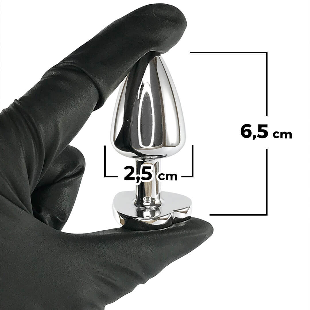 Plug Anal P 6,5cm x 2,5cm Leve sem Metal Prata com Pedra de Coração Lilás – Feito em ABS L535 - Imagem 3