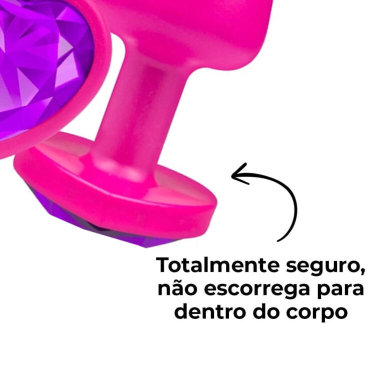 Plug Anal P 6,5cm x 2,5cm Leve sem Metal Rosa com Pedra de Coração Lilás Toque Aveludado - Feito em ABS L600 - Imagem 13
